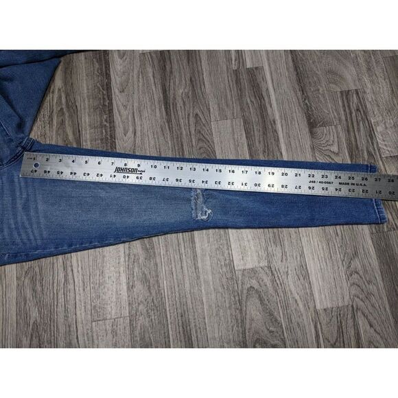 (3/$35)Mossimo Size 2R Mid Rise Skinny Distressed Power Stretch Denim Blue Jeans - Picture 8 of 10